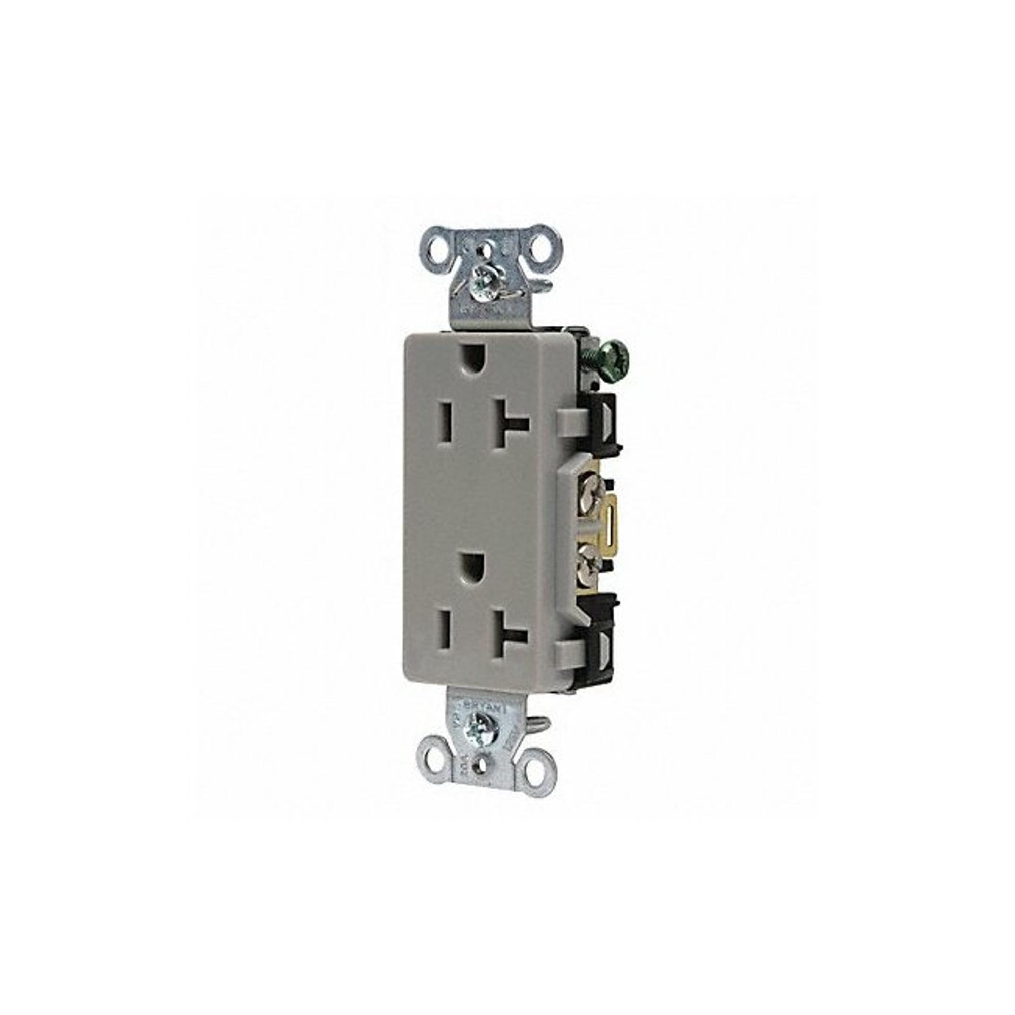 Receptacle, 20 A Amps, 125V AC, Flush Mount, Decorator Duplex Outlet, 5-20R, Gray