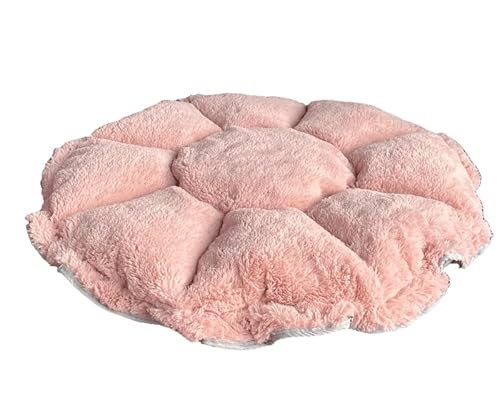 Cama Pet Redonda em Pelucia tipo Ninho Retratil p Cachorro e Gato 50x50 (Rosa Com Cinza)