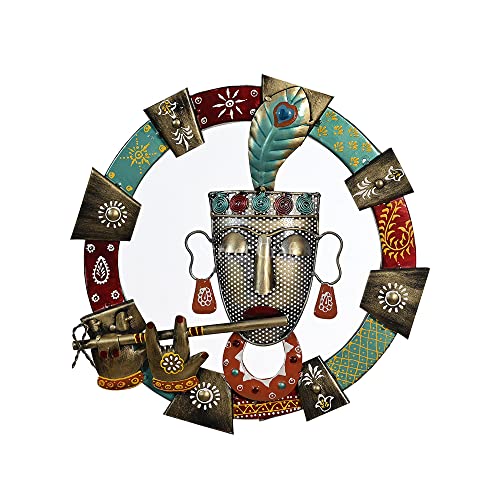 Image of STREET CRAFT - Metal Wall Decor For Home /Office /Hotel /Living Room /Bedroom Decor | Wall Hanging | (Metal Lord Krishna Wall Mounted & Playing Flute Krishan Sculpture)