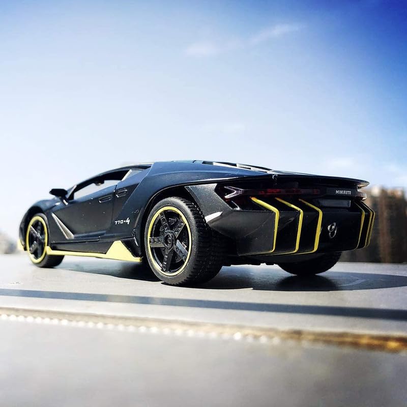 Image of Kids Model 1:32 LP770 Die Cast Metal Car Pull Back Action Opening Doors with Realistic Engine Sound Lights Toy Car Gift for Boys - Multi