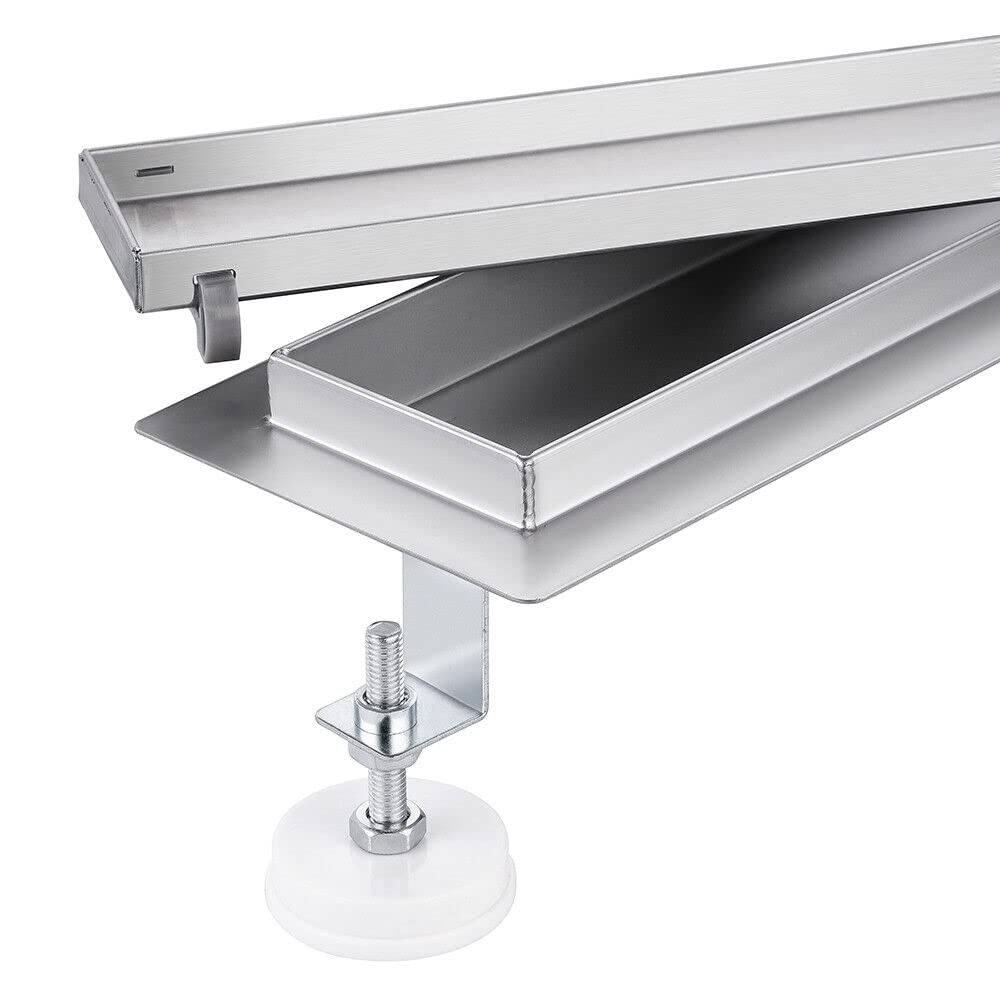Canalina per doccia, 80 cm, piastrellabile, in acciaio inox a 360 gradi, set completo di scarico per doccia, sifone extra piatto, con antiodore e filtro per capelli, scarico doccia