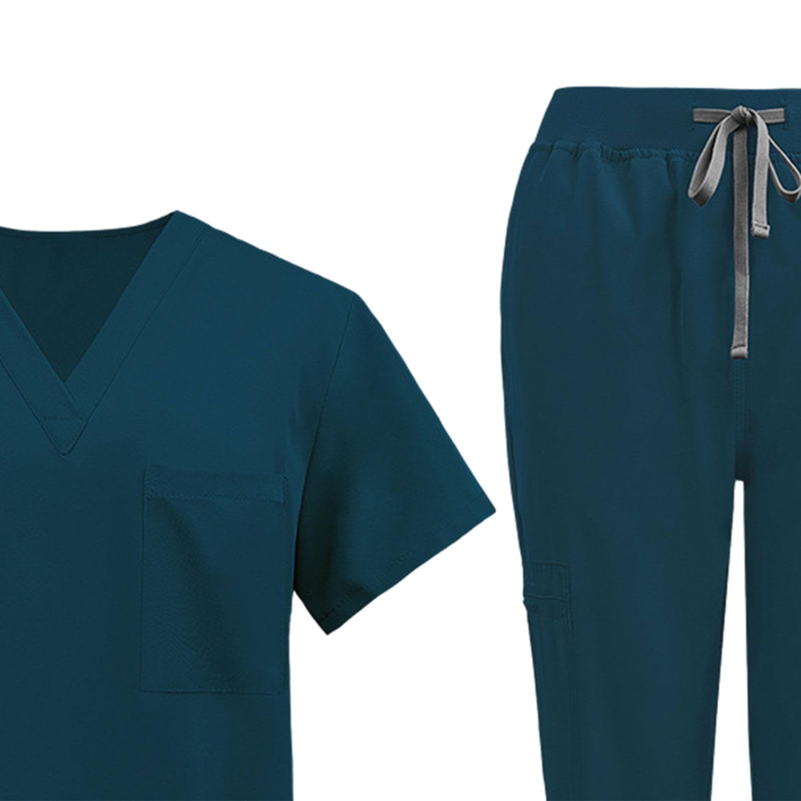 kowaku Uniforme de Enfermera Set Completo Mujer Blusa Pantalón Poliéster Transpirable con Gancho para Y Bolsillos Adecuado para Trabajo Sanitario