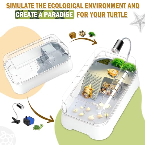 Jiurun Turtle Aquarium Kit,Turtle Tank Starter Kit With Pump Filter Basking Platform And Uv Light thumb #6