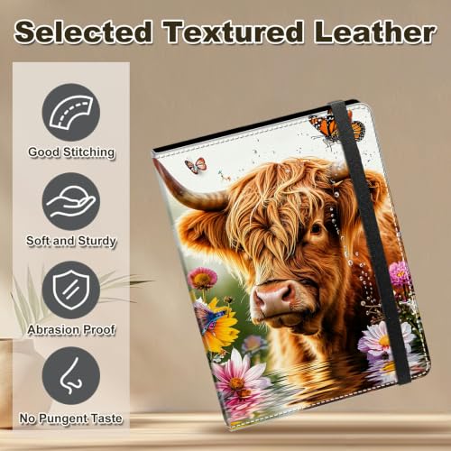 Image of Photo Album 4x6 120 Photos with Strong Elastic Band, Highland Cow Butterfly | Large Capacity Premium Leather Picture Album, Portable Wallet Albums Photo Book for Family Anniversaries Wedding Baby