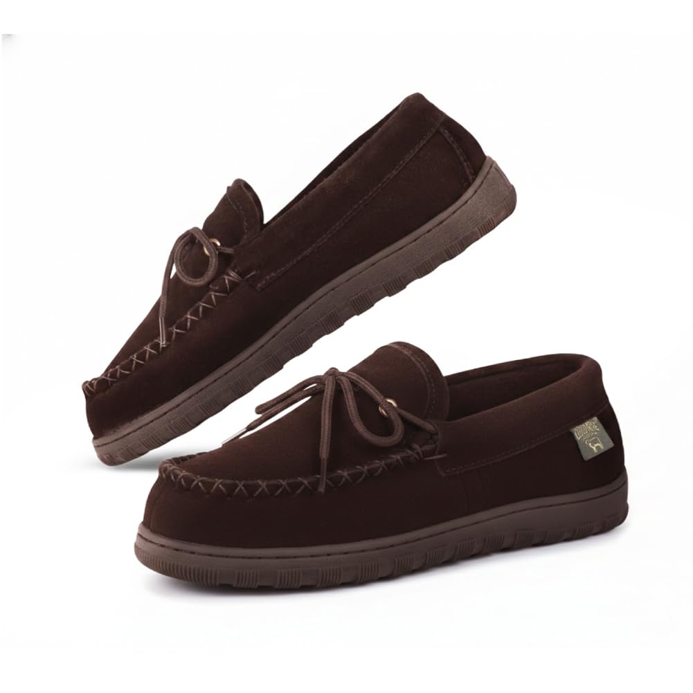 Cloud Nine Sheepskin Men's Moccasin Slippers - Classic Comfortable Slip-On Slippers for Men with Removable Insole