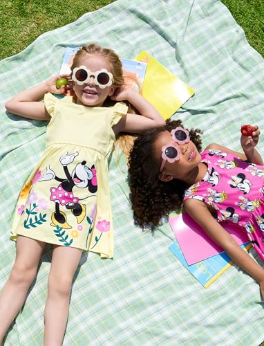 Image of Disney Frozen Elsa Princess Minnie Mouse Stitch Toddler Girl Dresses 2 Pack Short Ruffle Sleeve Costume Set Outfit 2-13 Years
