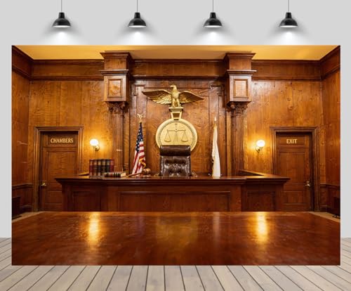 CHNYWORK 10x8ft Courtroom Backdrop Law Court Chamber Attorney Lawyer Lawsuit