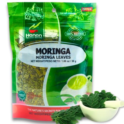 Hanan Herbal Moringa Tea (te de moringa) 1.1 oz (30 g) - Natural Dried Oleifera Plant Leaves from Peru