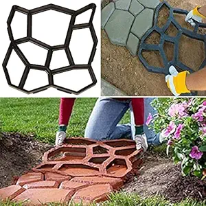 A.D.FRESH Walk Path Maker, Stepping Stone Paver Walk Way Cement Mold, Plastic Pathmate Stone Molding Paving Pavement Concrete Molds Stepping Stone Paver Walk Way Mold for Patio, Yard, Lawn & Garden