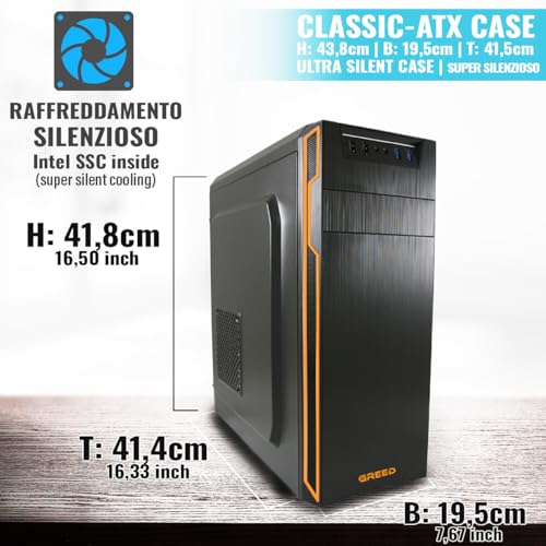 GREED® Basic 7 - PC veloce con Intel Core i5 - Computer silenzioso + calcolatrice per ufficio e casa ufficio da 3,6 GHz - RAM DDR4 da 8 GB - SSD da 512 GB - DVD+RW - WLAN - Include Windows 11 Pro - PC Desktop - Immagine 3