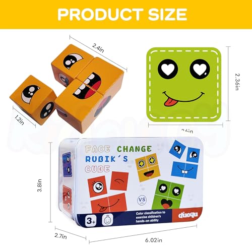 Image of Kidology Emoji Cube Face Change Game for Kids Age 3+ Years, Learning Educational Emotion Change Blocks, Cute Expression Puzzles and Interesting Gift for Boys & Girls | 16 Cubes and 72 Design Cards