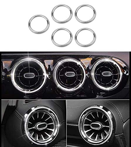 Bling Interior Accessories Air outlet wreath Fit for Mercedes Benz 2019 2020 2021 2022 2023 2024 2025 A Class B Class GLB CLA GLA Rhinestone Applique wreath (Front exhaust vent circle 5/pcs)