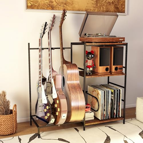 Arbcoler Guitar Stand for Acoustic Multiple Guitars Holder with 3-tier Storage Shelf, Guitars...