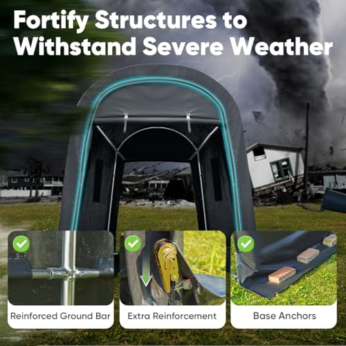 Advance Outdoor 6X8 Ft Shelter Storage Shed Steel Metal Round Peak Roof Anti-Snow Portable Garage Carport thumb #4