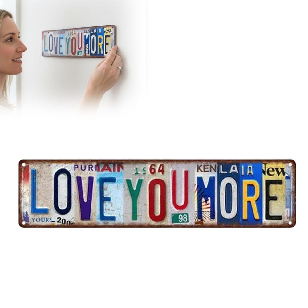 Love You More Wall Art, 2026 New Door Signs & Plaques, Metal Love You More License Plate, Vintage Emotional Expression Wall Decor, Home Decor for for Living Room, Bedroom, Hallway (1PCS)
