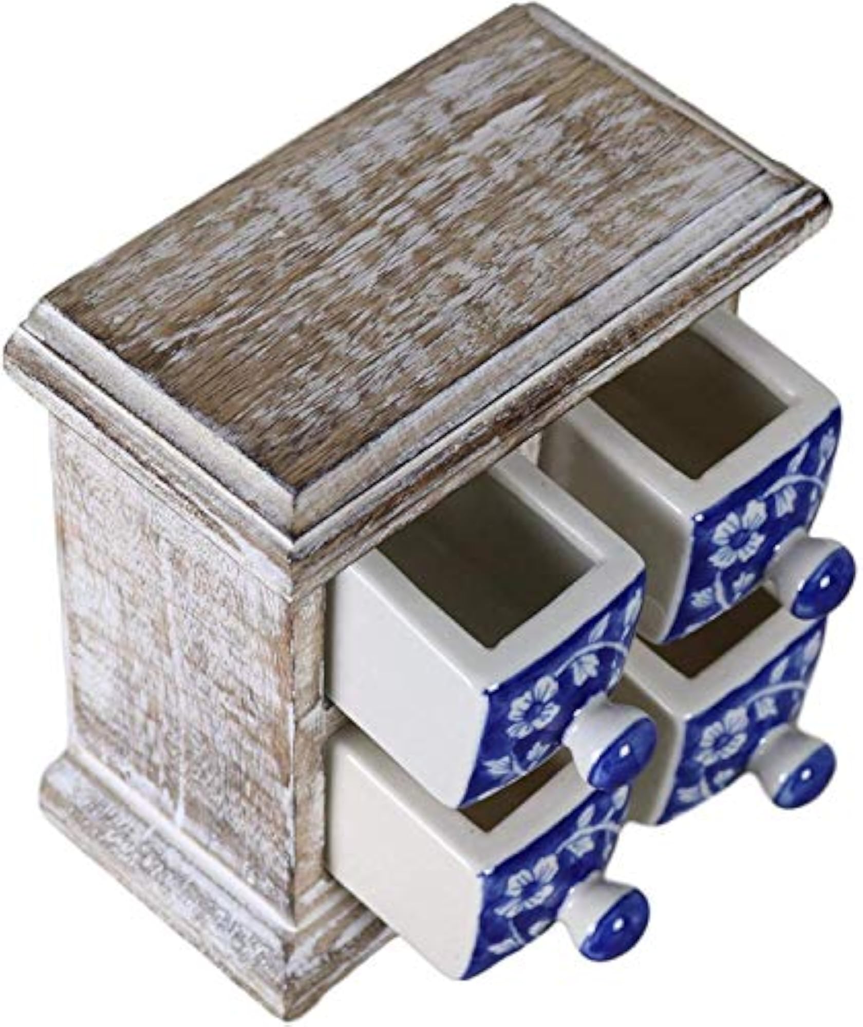 Rustic Wooden Ring Storage Organizer with Drawers