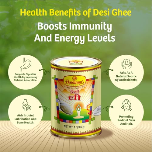Image of Haldiram's Pure Desi Ghee 1L (Tetra Pack) | Traditional Indian Cow Ghee for Daily Cooking, Deep Frying & Mithai | Authentic Taste | Sealed Packaging