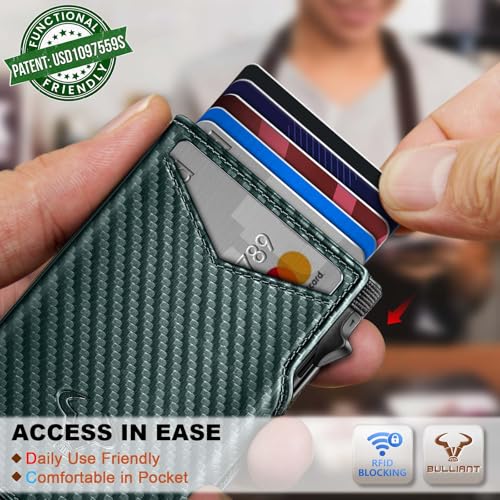 Image of BULLIANT Men Slim Leather Wallet Metal Case Money Clip-Magnetic Closure
