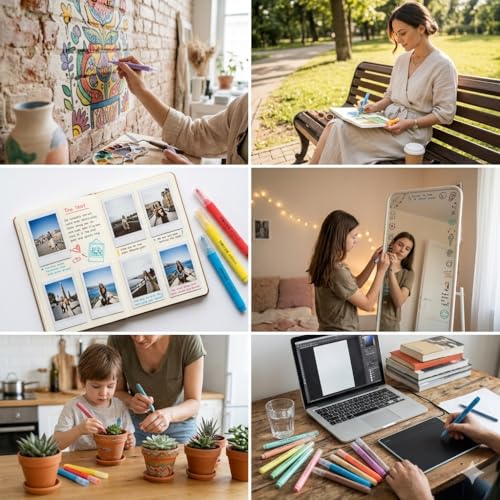 Image of Shopiable Store Acrylic Paint Marker Set - Waterproof, Quick Dry, Multi-Surface (Canvas, Glass, Wood, Rock) - Fine Tip 3.5mm - Non-Toxic Art Markers for Kids & Adults (48)