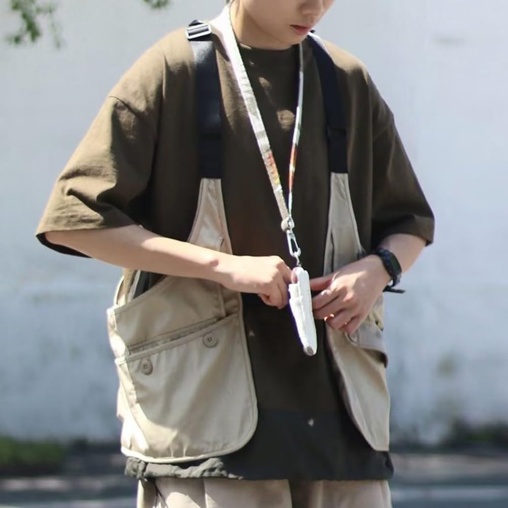 Panciotto Uomo Casual Tasche Grandi per stile Hip Hop Streetwear Giapponese Harajuku per y2k per top Estivo M-2XL
