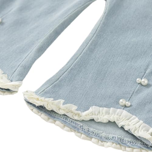 Little Girl Summer Jeans Pants Toddler Elastic Waist Lace Trousers2