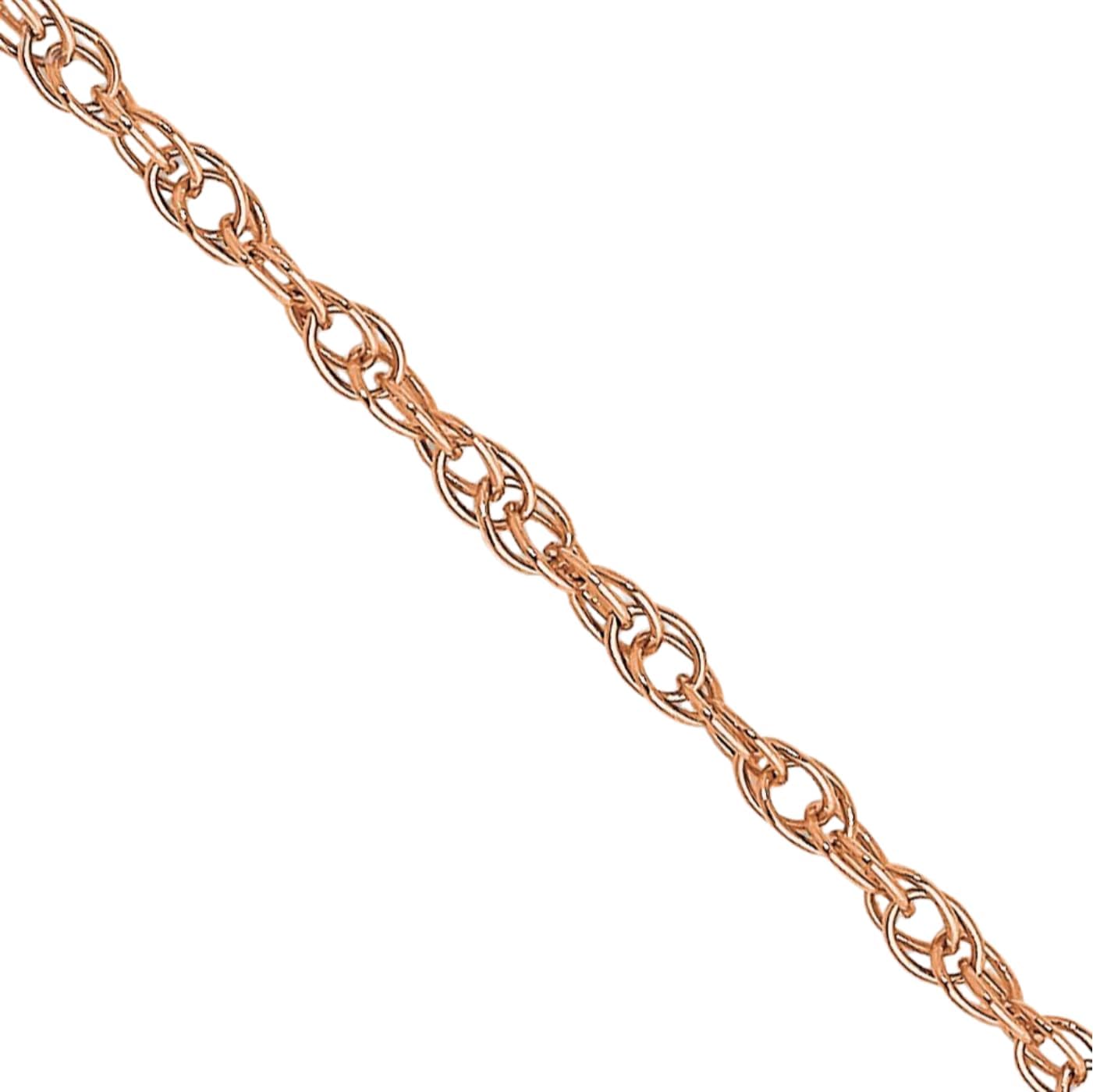 IceCarats 14K Solid Rose Gold 1.15mm Dainty Rope Cable Chain Necklace Polished