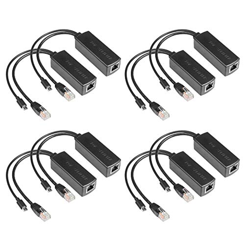 8 Pack Active PoE Splitter Power Over Ethernet Micro-USB+RJ45 48V to 5V 2.4A Tablets IEEE 802.3af, Dropcam Raspberry Pi for Surveillance Camera