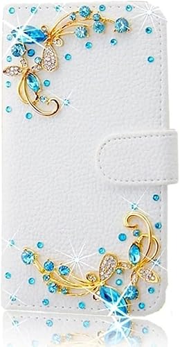 Miniatura 1 de Funda de piel con diseño de cartera para teléfono, diseño 3D hecho a mano con diamantes de imitación de cristal de animales, con protector de