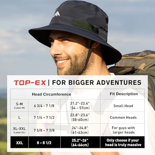 TOP-EX Men's Waterproof Bucket Sun Hat, UPF 50+ Wide Brim, S/M-XXL Alternate view