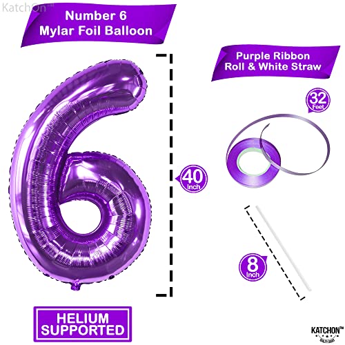 Image of KatchOn Giant Purple 6 Balloon - 40 Inch | Balloon With Number 6