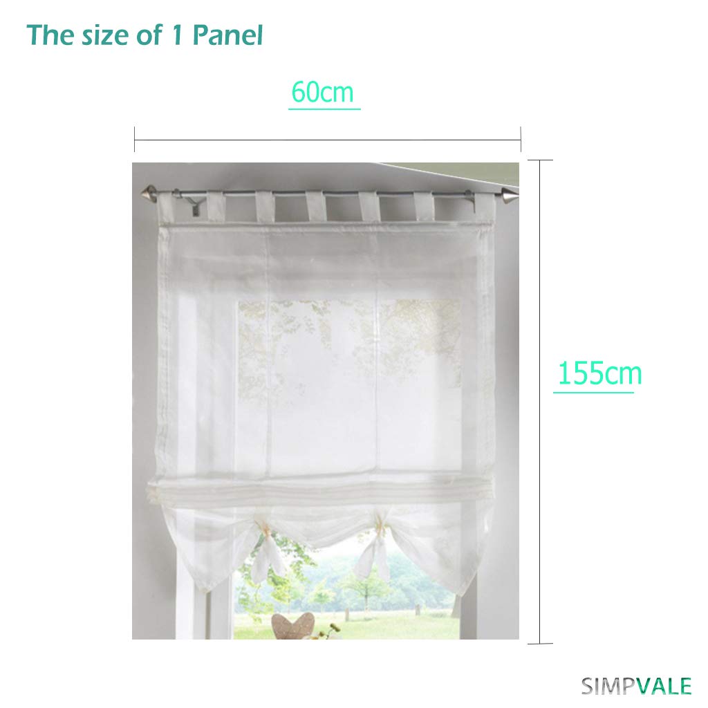 SIMPVALE 1 Pièce Store Romain Translucide Tulle Rideaux Voilages Vertical Poche de Tige pour Chambre Cuisine Salon, Rubans Rouge, Largeur 120cm x Hauteur 120cm