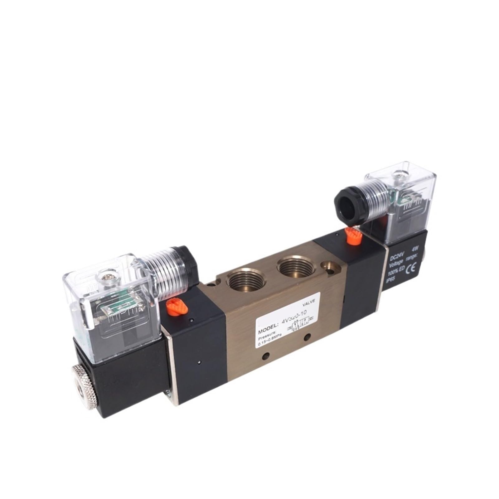 Electroválvula neumática de 5 vías y 2 Posiciones BSPT 3/8" 4V320-10, CC 12 V, 24, 110, 220(4V320-10 AC110V,6mm Fittings)