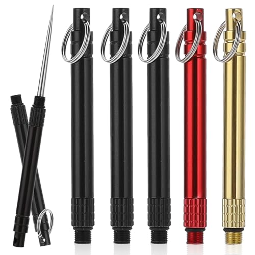 Giantree 6 PCS Portable Toothpicks Metal Titanium Toothpicks Reusable Toothpicks Pocket Toothpicks with Keychain Dental Picks Tea Tree Toothpicks Fruit Toothpicks for Travel Picnic Camping