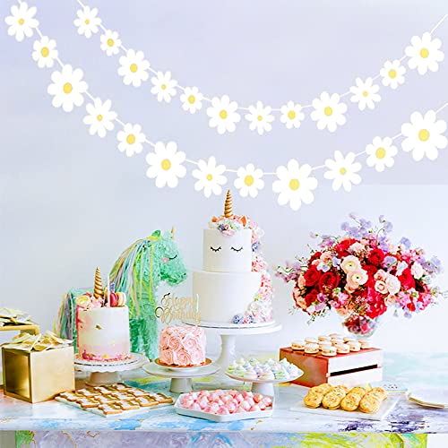 Myhiju 2 Packs Daisy Boho Banner Party Decorations,Groovy Party Favors White Daisy Decor Spring Flower Garland Daisy Paper Cutouts For Indoor Outdoor Girls Shower Birthday Party Supplies #TOP5