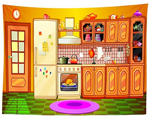 Tapisserie cuisine grand format pour cacher un mur nu salon chambre dortoir