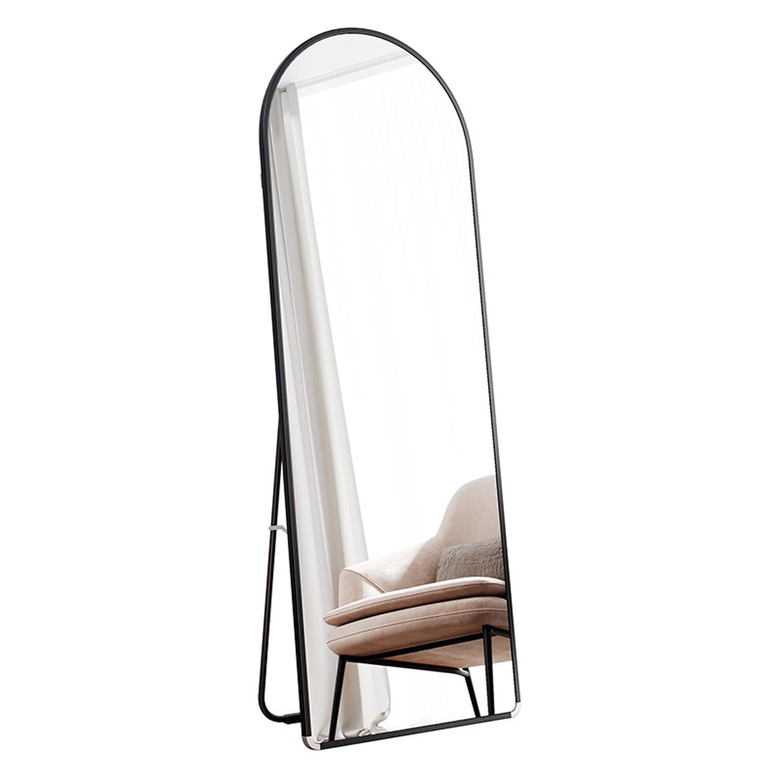 FGXHHS Mirror Makeup Mirrors Shower with Stand Aluminium Frame for Living Room Bathroom Bedroom Entryway(Black,80x180 cm)
