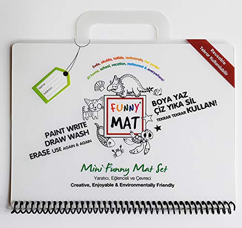 Funny Mat,Reusable Silicone Coloring Mat,Dry Erase Tablecloth Paper Washable,Easy to Clean,Kids Motor Skills improvement,BPA Free,No Harsh Chemicals,100% Safe Plastic (Mini Travel Set) by Gifted
