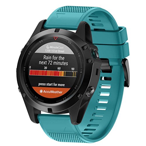 Zolimx Correa Banda de Reloj de Silicona Suave reemplazo para Garmin Fenix 5X GPS Watch (Verde)