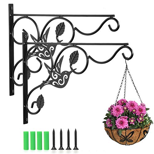 Vumdua Hanging Plants Bracket, 2 Pack 12 inch Wall Planter Hook with Iron Screws Included, Decorative Plant Hanger for Bird Feeders, Wind Chimes Indoor, Flower Pot, Lantern, Outdoor Indoor Patio Decor