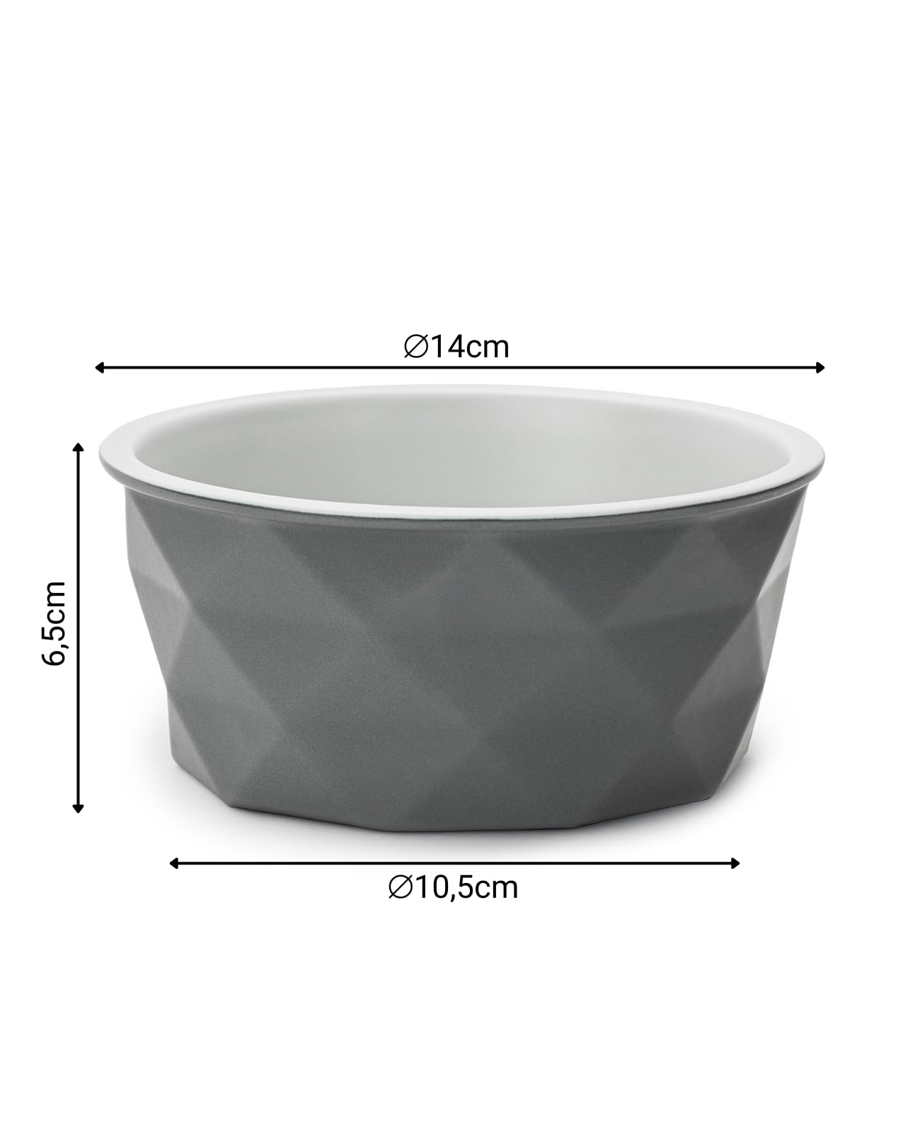 lionto Futternapf aus Keramik mit rutschfestem Silkonboden, 550 ml, Hundenapf aus robustem & geruchsneutralem Material, leicht zu reinigen, ergonomisches Design, Wassernapf für Hunde&Katzen, grau