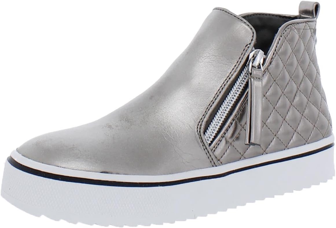 Steve Madden Girls Shoes Vicey Sneaker, Pewter Quilted, 4