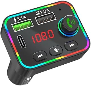 Crown Tech Bluetooth 5.0 FM Transmitter for Car, 38W PD&QC3.0 Fast Car Charger Wireless Bluetooth FM Radio Adapter Bass Sound Music Player FM Car Kit with Hands-Free Calling Support USB Drive