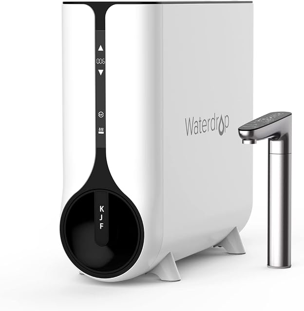 Waterdrop Reverse Osmosis Instant Hot Water Dispenser System, 600 GPD, Tankless, 2:1 Pure to Drain, Under Sink, TDS Reduction, Smart LED Faucet, Hot and Cold Water Dispenser Faucet, WD-KJ600