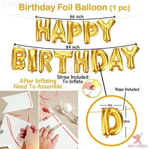 Image of Party Propz Birthday Decoration Items For Husband- 35Pcs, Golden and Black Balloons For Decoration | Star Foil Balloons | Golden Theme Decoration | Happy Birthday Foil Banner (cardstock)