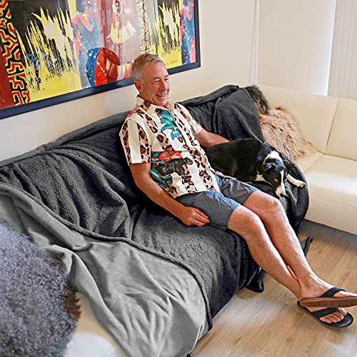 Kritter Planet Waterproof Pet Blanket, Pee Proof Reversible Dog Blanket Cover For Couch Bed, Liquid Proof Furniture Protector For Small Large Dogs Cats, Charcoal Grey #TOP1