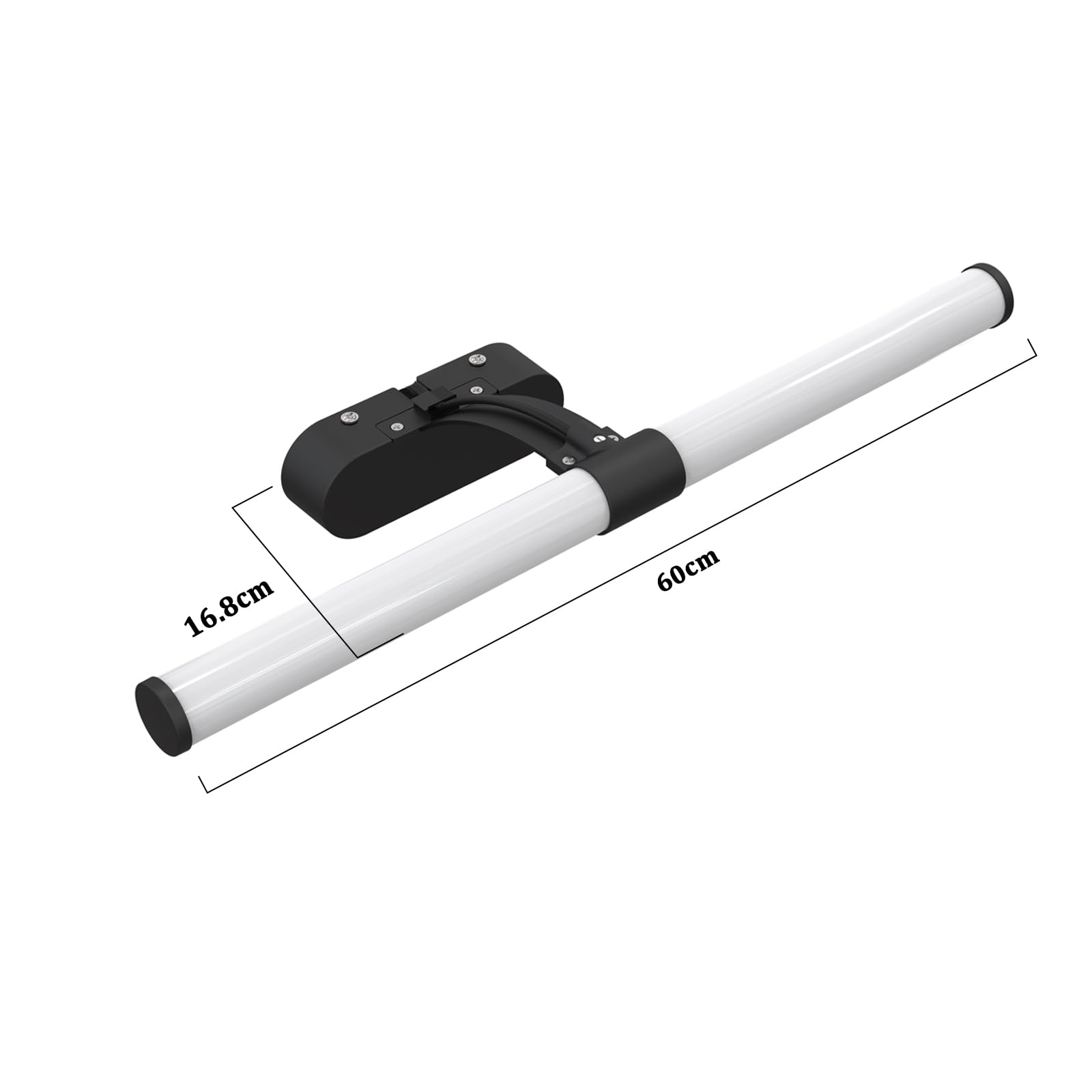 Homefire Lámpara de espejo LED para baño, negra 60 cm lámpara de pared baño 8W moderna impermeable IP44 4000K para sótano, cocina, armario cromado