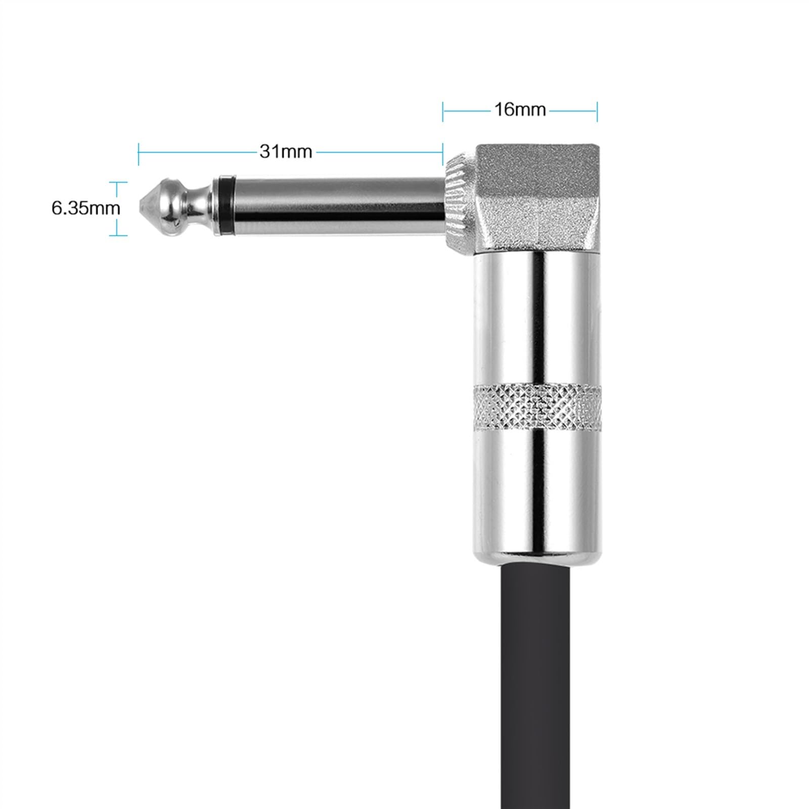 Cable de Audio para Guitarra Cable De Parche para Pedal De Efectos De Guitarra De 15cm/30cm De Largo con Cubierta De PVC De Enchufe De Ángulo Recto De 1/4 Pulgadas Y 6,35mm (Color : 15cm 6pcs)