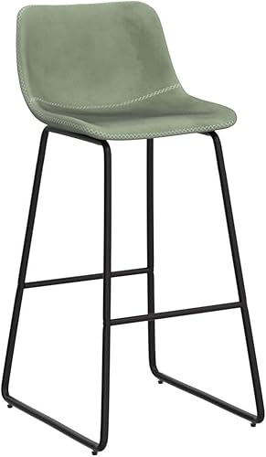 Miniatura 4 de HeuGah Juego de 3 taburetes de bar verdes de 30 pulgadas de altura de mostrador con patas de metal, taburetes de bar de piel sintética para isla de