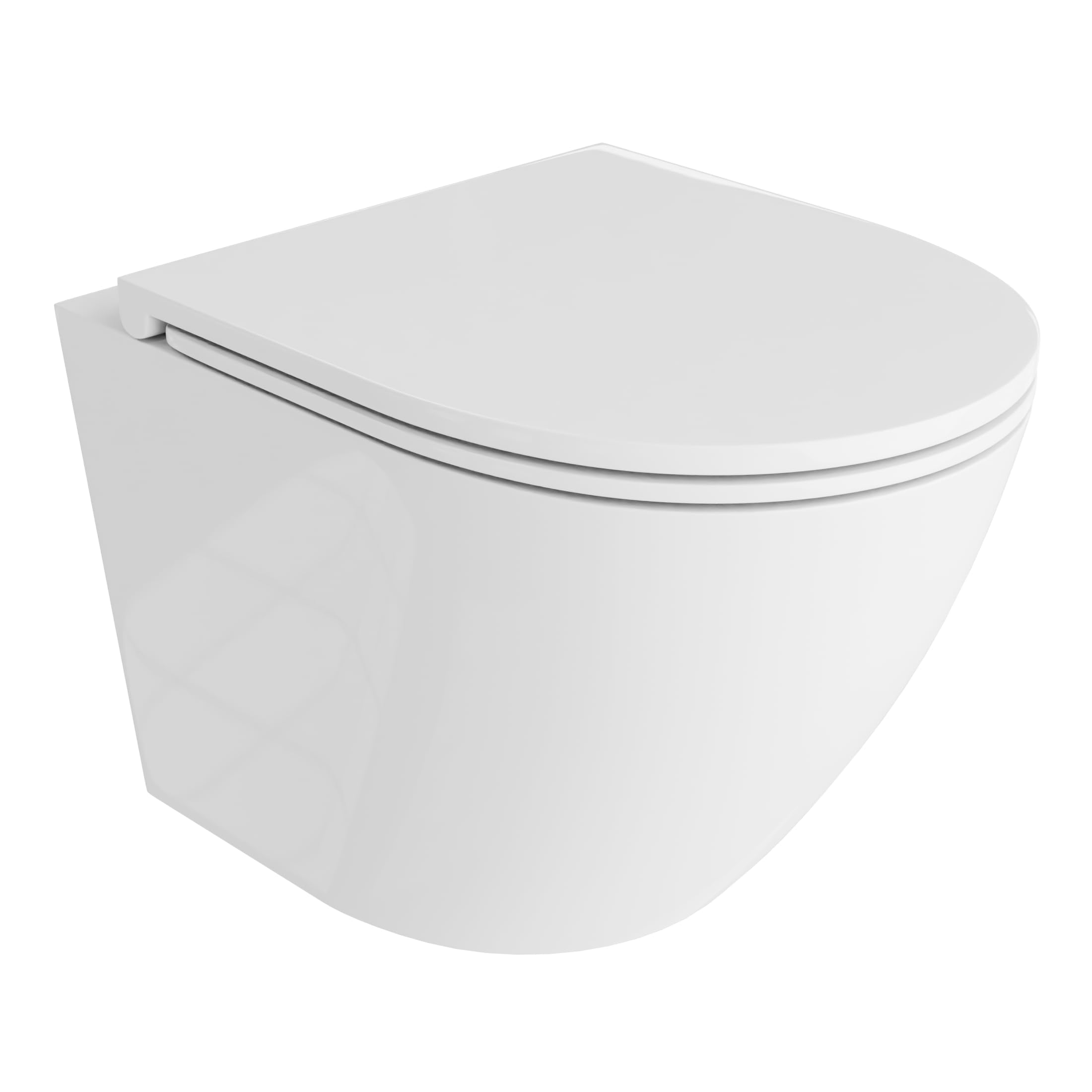 LAVITA Inodoro de pared Sofi One, Inodoro Suspendido | Tapa de inodoro con descenso automático y bisagras de metal | inodoros sin borde colgante | 365 x 490 x 400 mm | blanco brillante