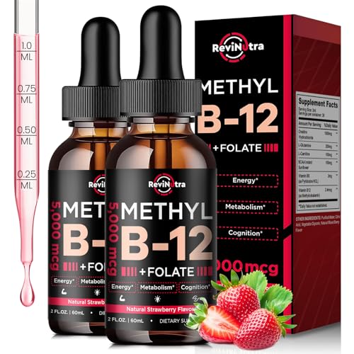 (2 Pack) Vitamin B12 liquid Drops, B12 vitamins 5000 mcg, Vitamin...